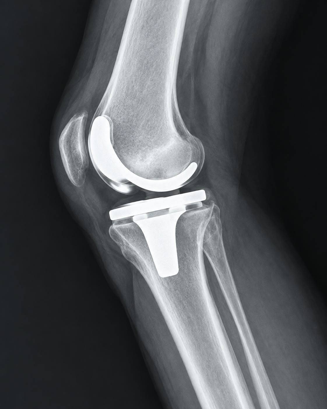 Radiografía de una prótesis total de rodilla